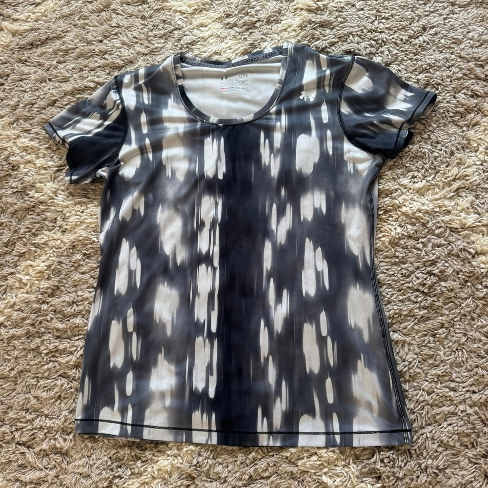 Under Armour HeatGear Womens Large Fitted Short Sleeve Abstract Print Gym Shirt - Picture 4 of 5